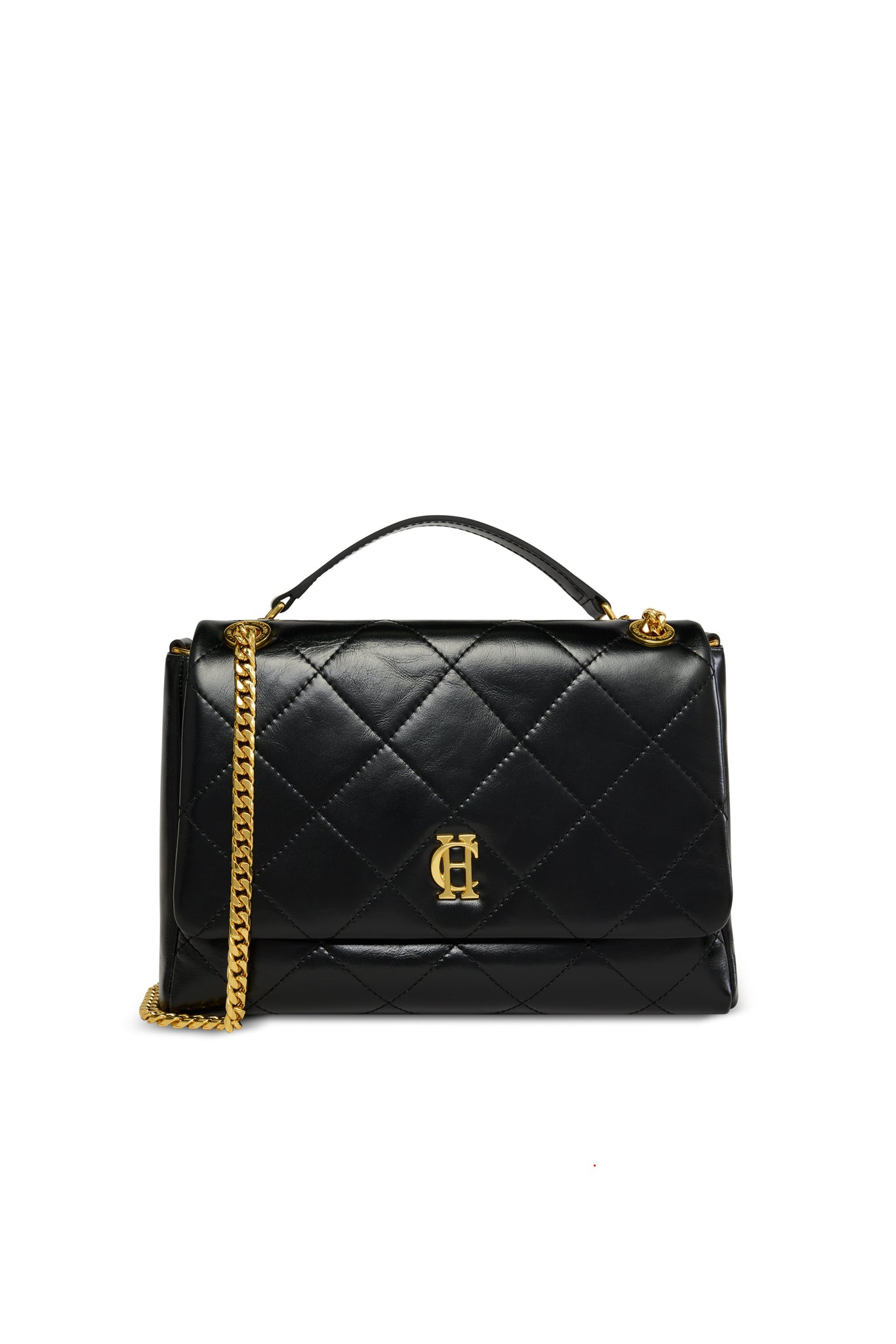 Milan Midi Shoulder Bag (Black Leather)