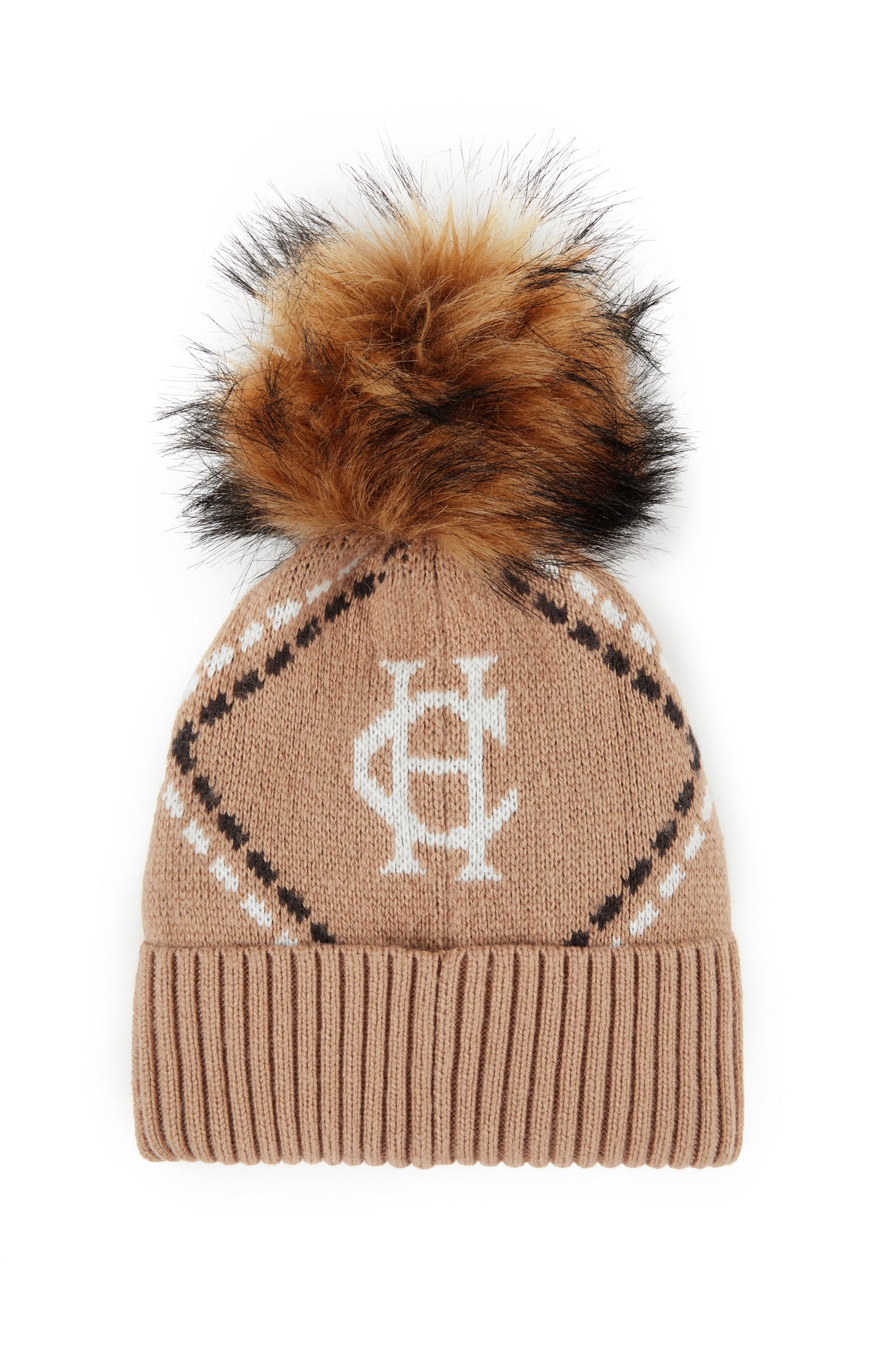 Monogram Bobble Hat (Caramel)