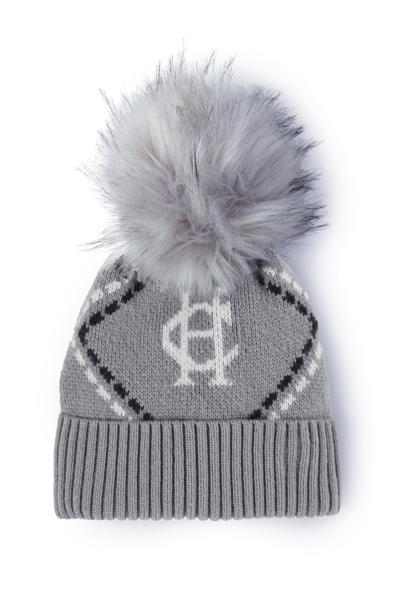 Monogram Bobble Hat (Grey Marl)