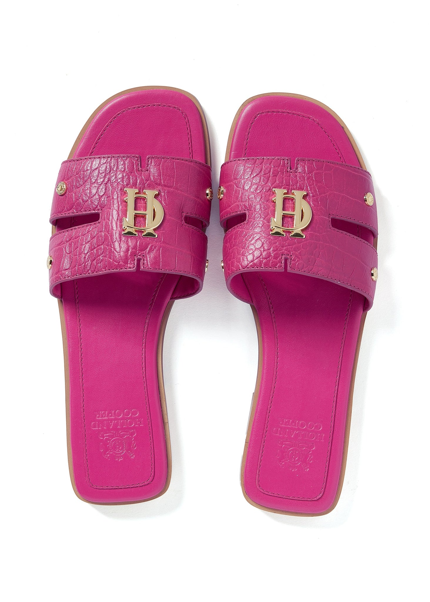 Monogram Slides Monogram Slides (Pink Croc) – Holland Cooper US