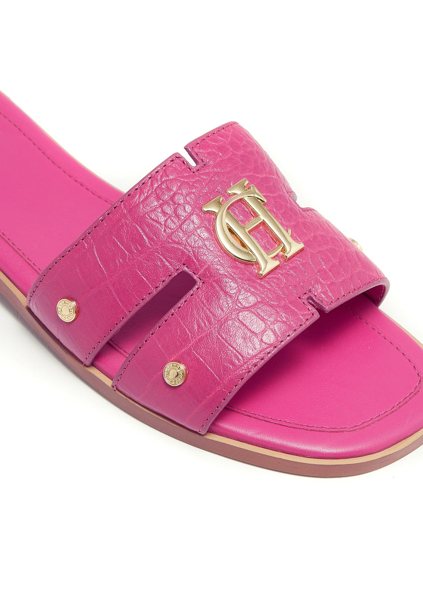 Monogram Slides (Pink Croc)