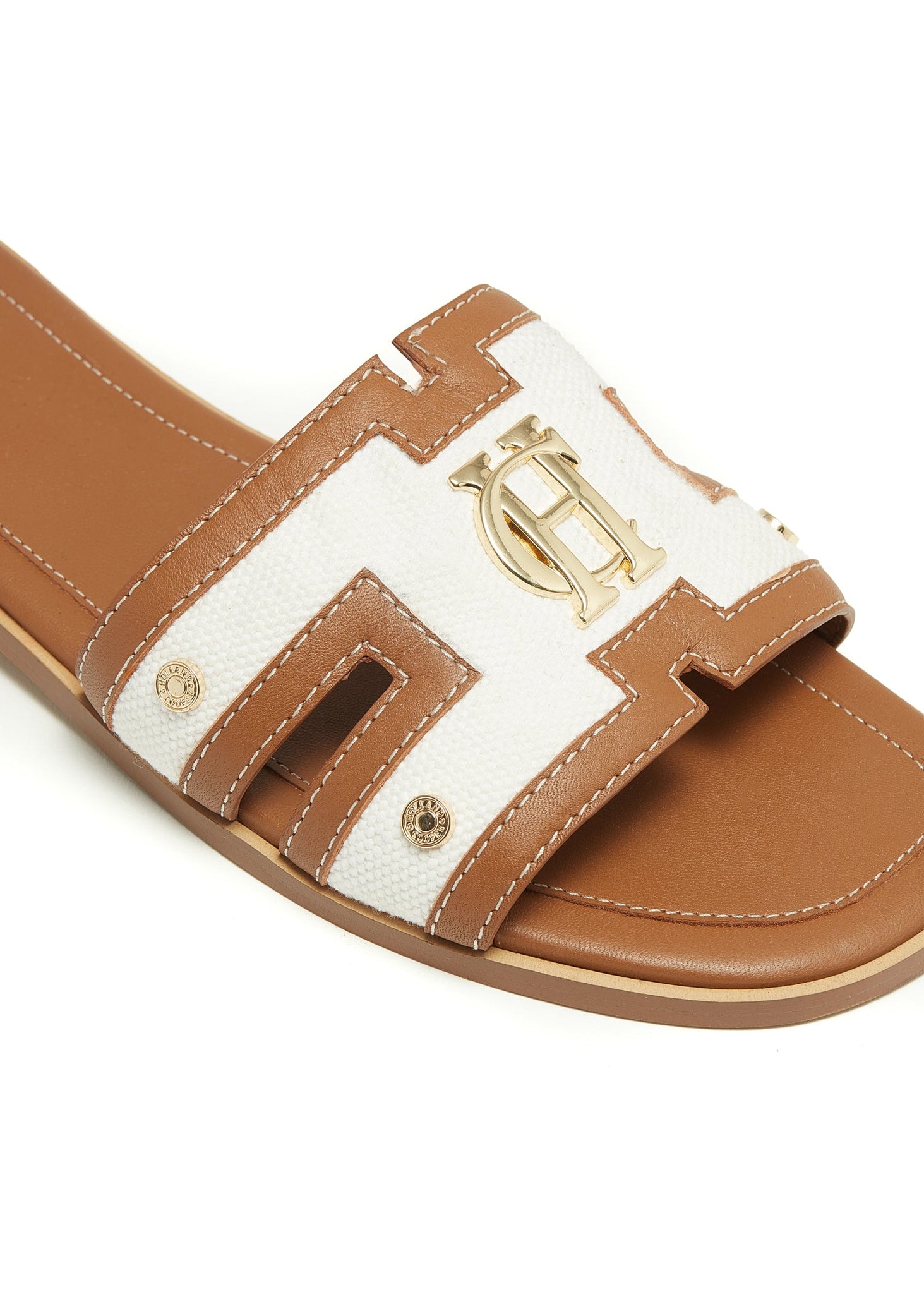 Monogram Slides (Tan Canvas)