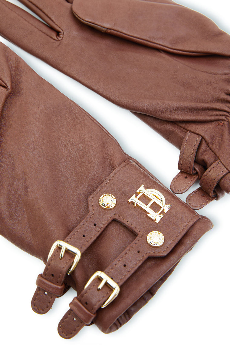 Monogram Leather Gloves (Tan)