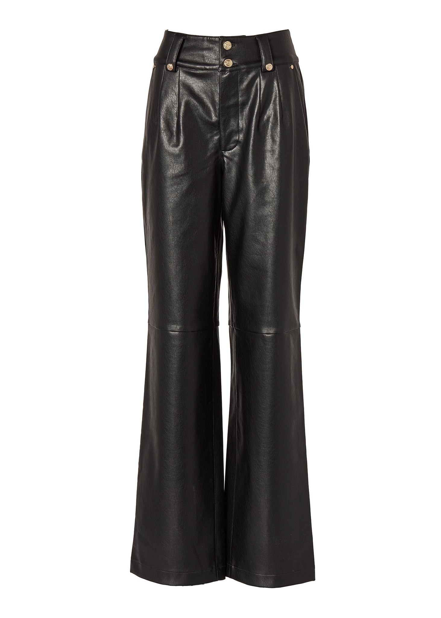 High Waisted Faux Leather Trouser (Black)