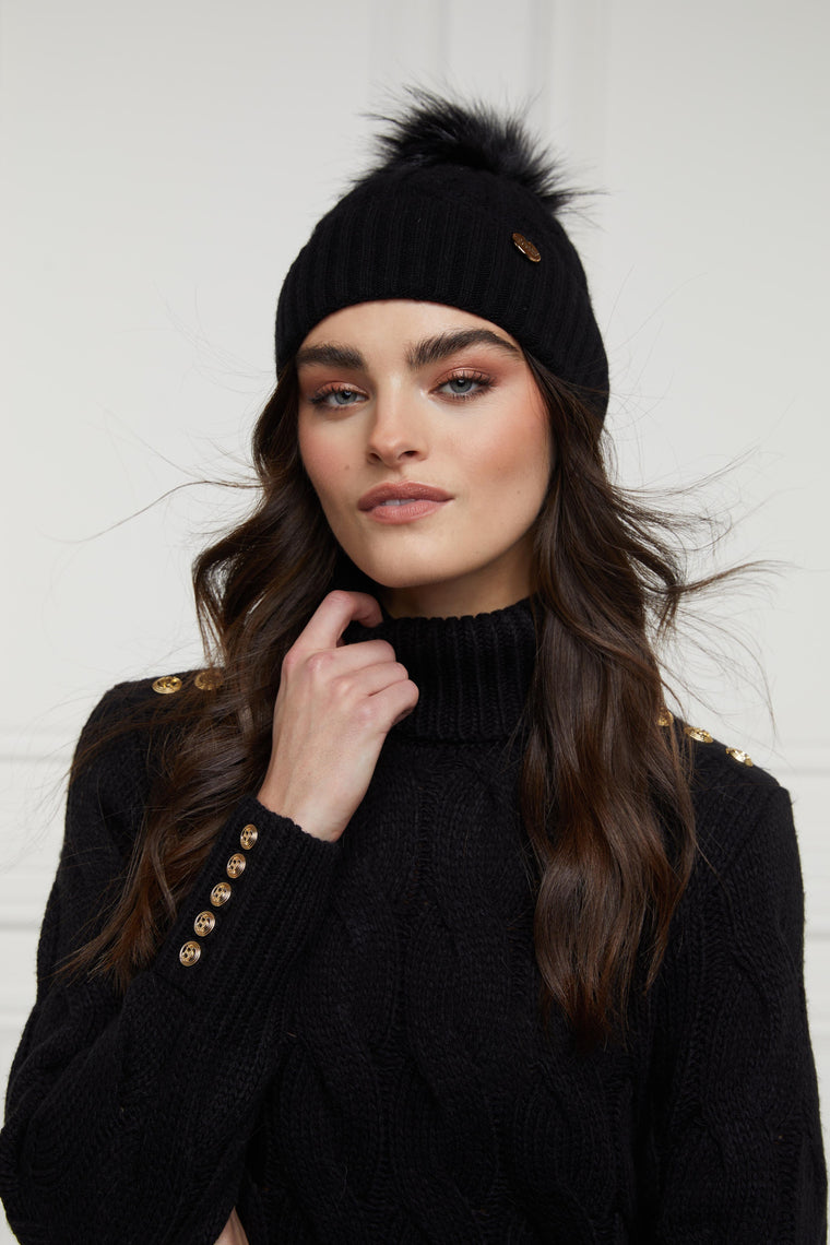 Rib Bobble Hat (Black)