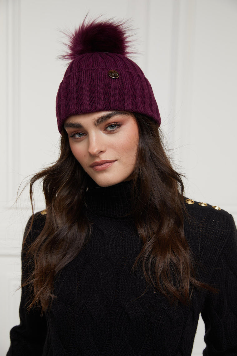 Rib Bobble Hat (Mulberry)