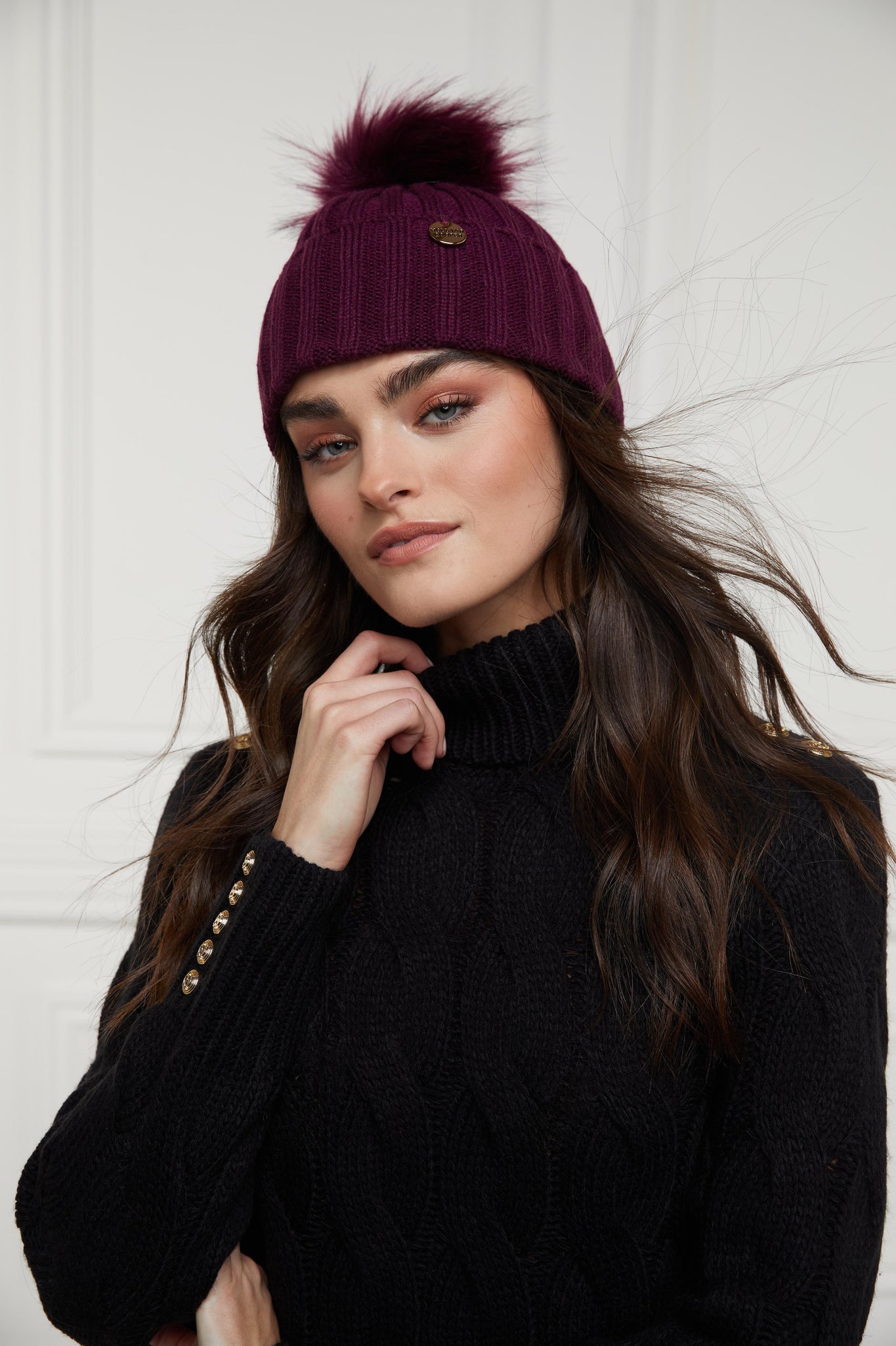 Rib Bobble Hat (Mulberry)