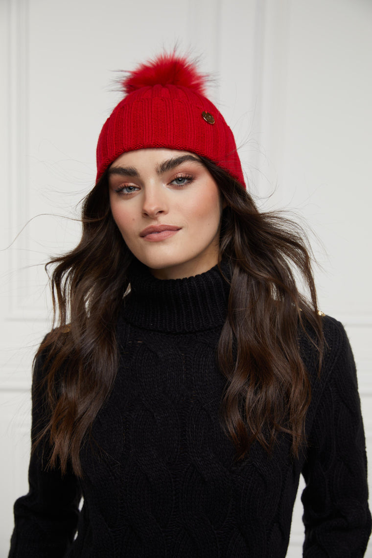 Rib Bobble Hat (Red)