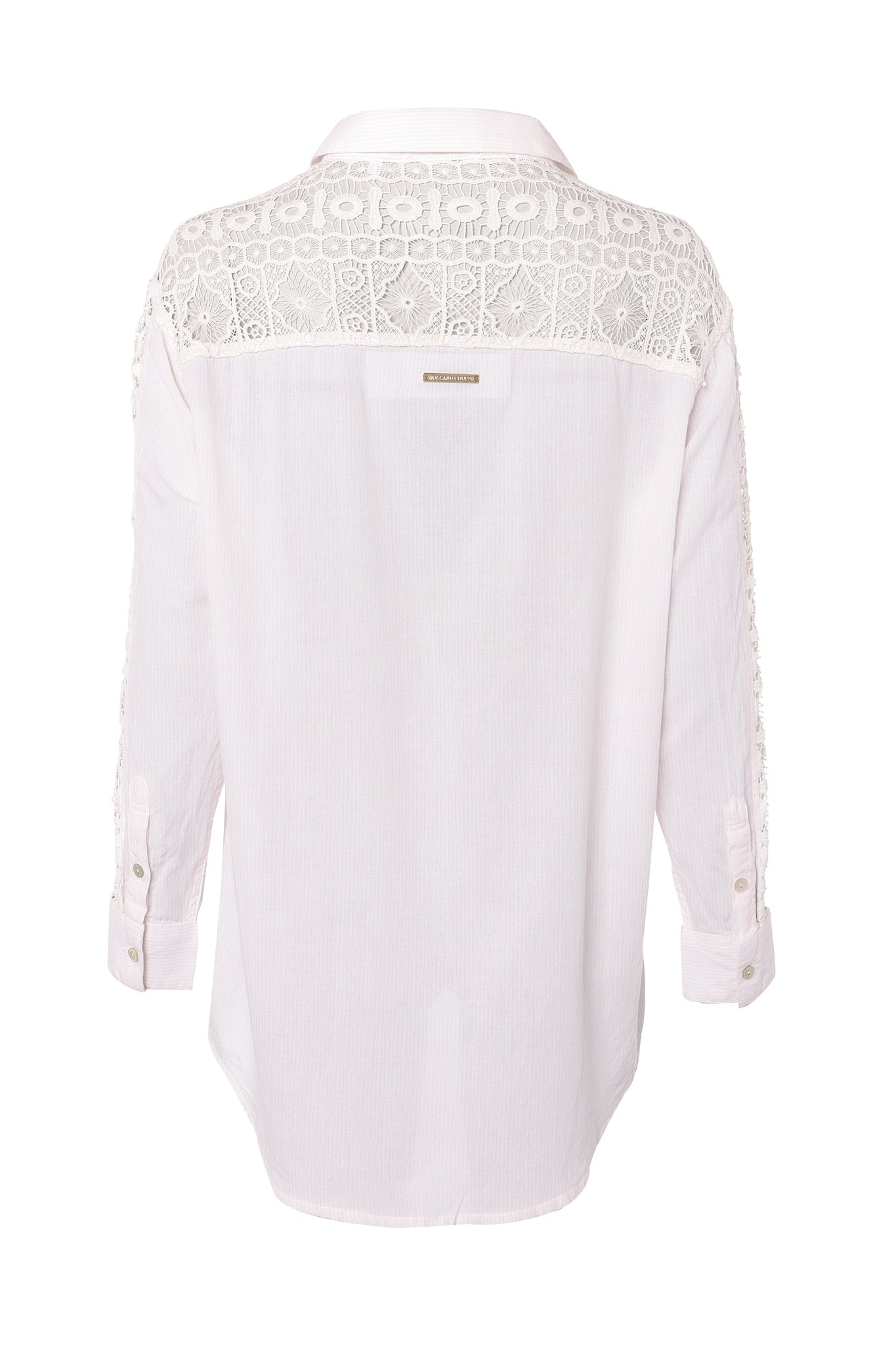 Oversized Cotton Lace Shirt (Pink Stripe)