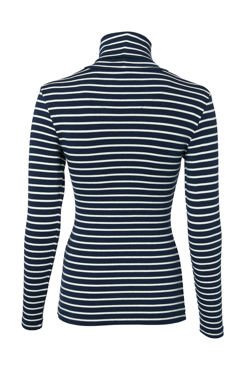 Padstow Roll Neck (Ink Navy Natural Stripe)