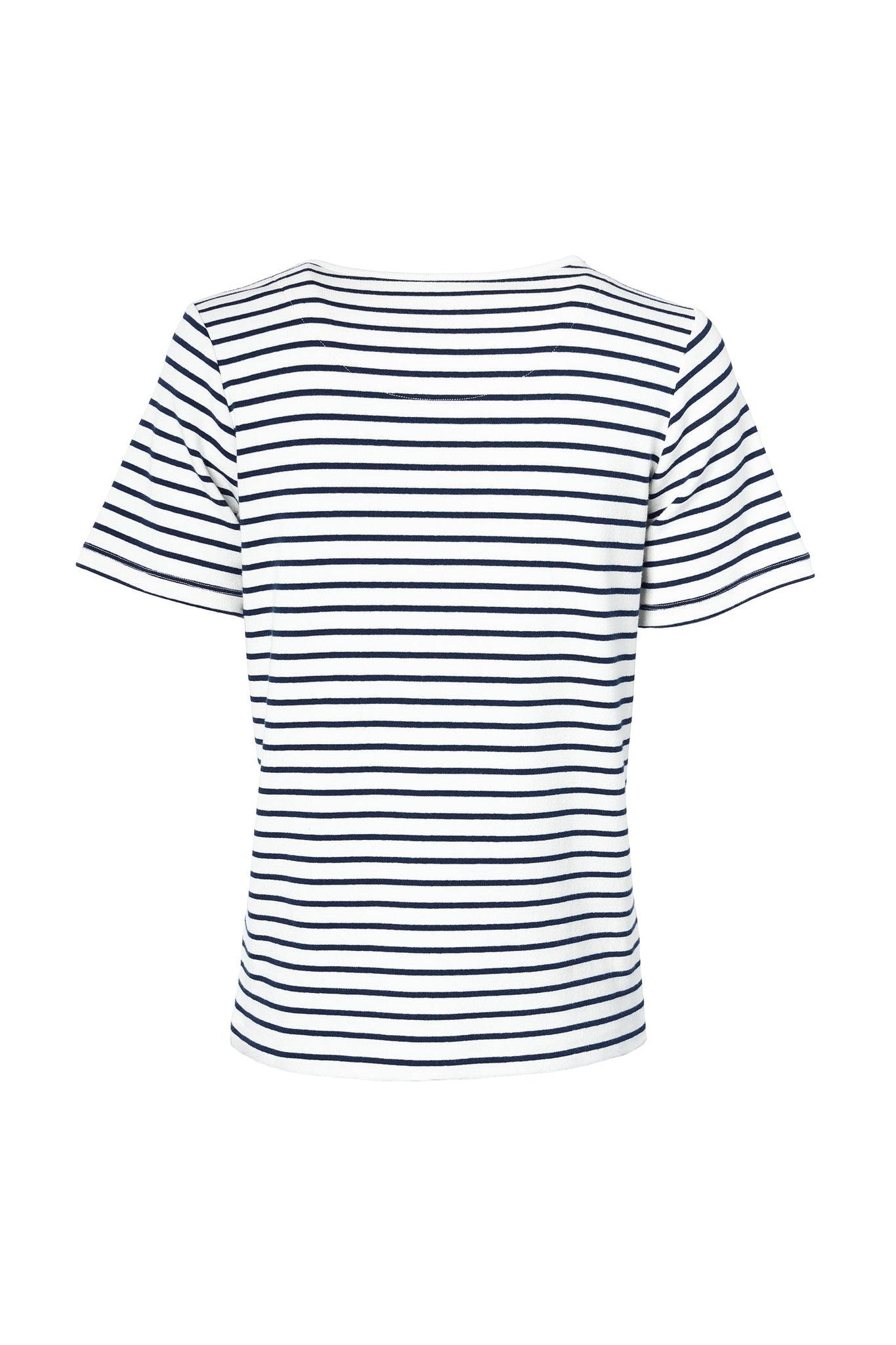 Padstow Crew Neck Tee (Natural Ink Navy Stripe)