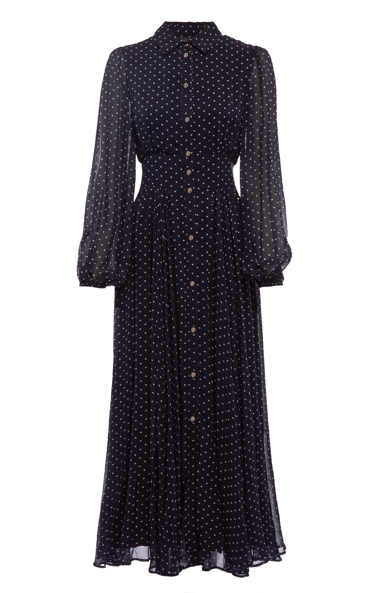 Paros Shirt Dress (Navy Polka Dot)