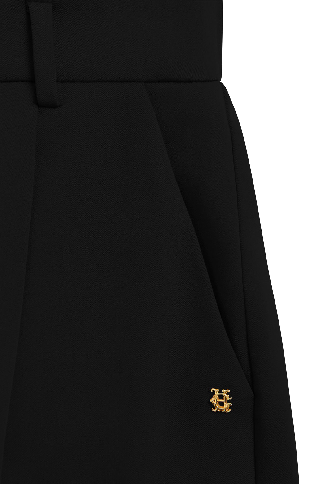 Pleated Wide Leg Trouser (Black)