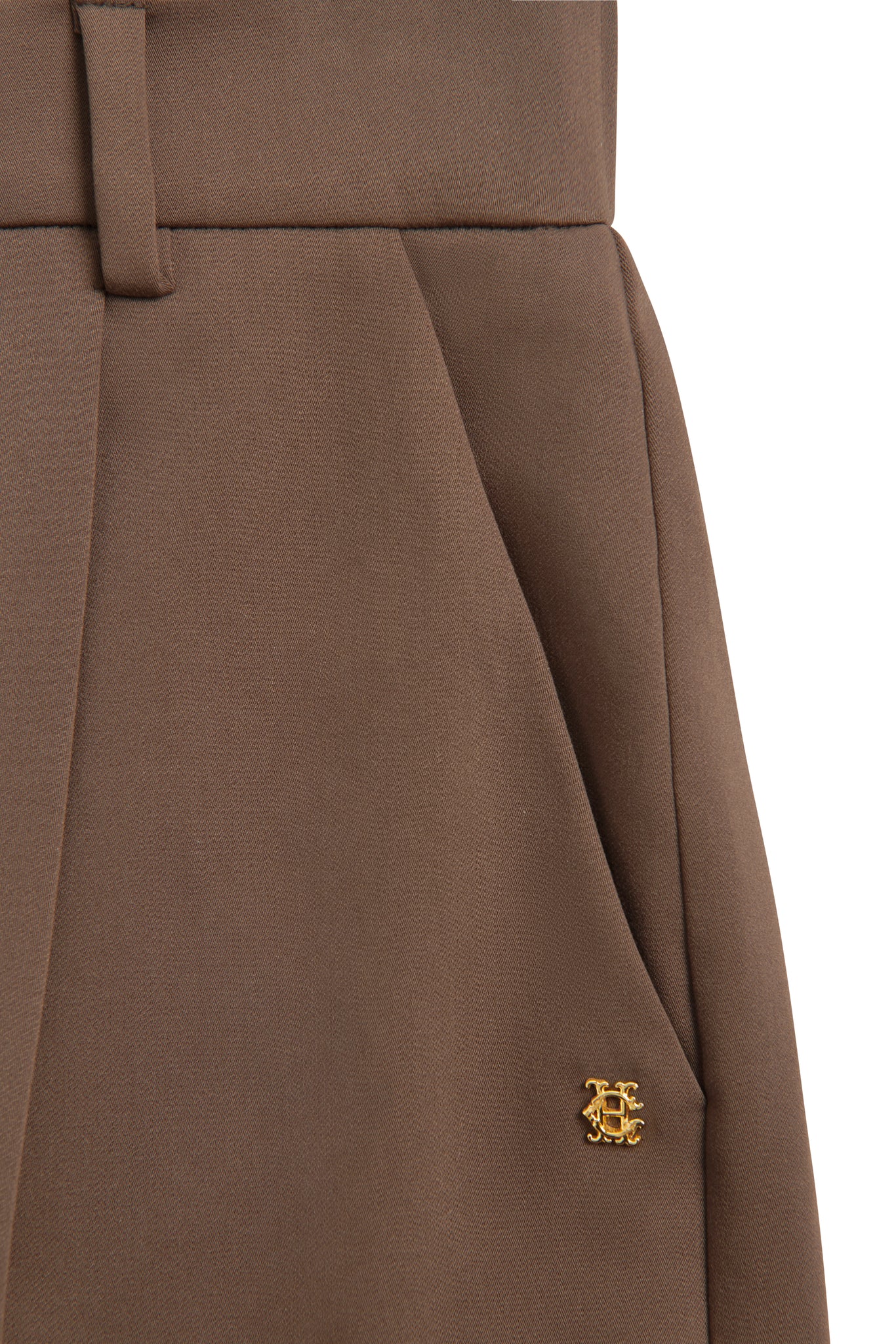 Pleated Wide Leg Trouser (Mocha)