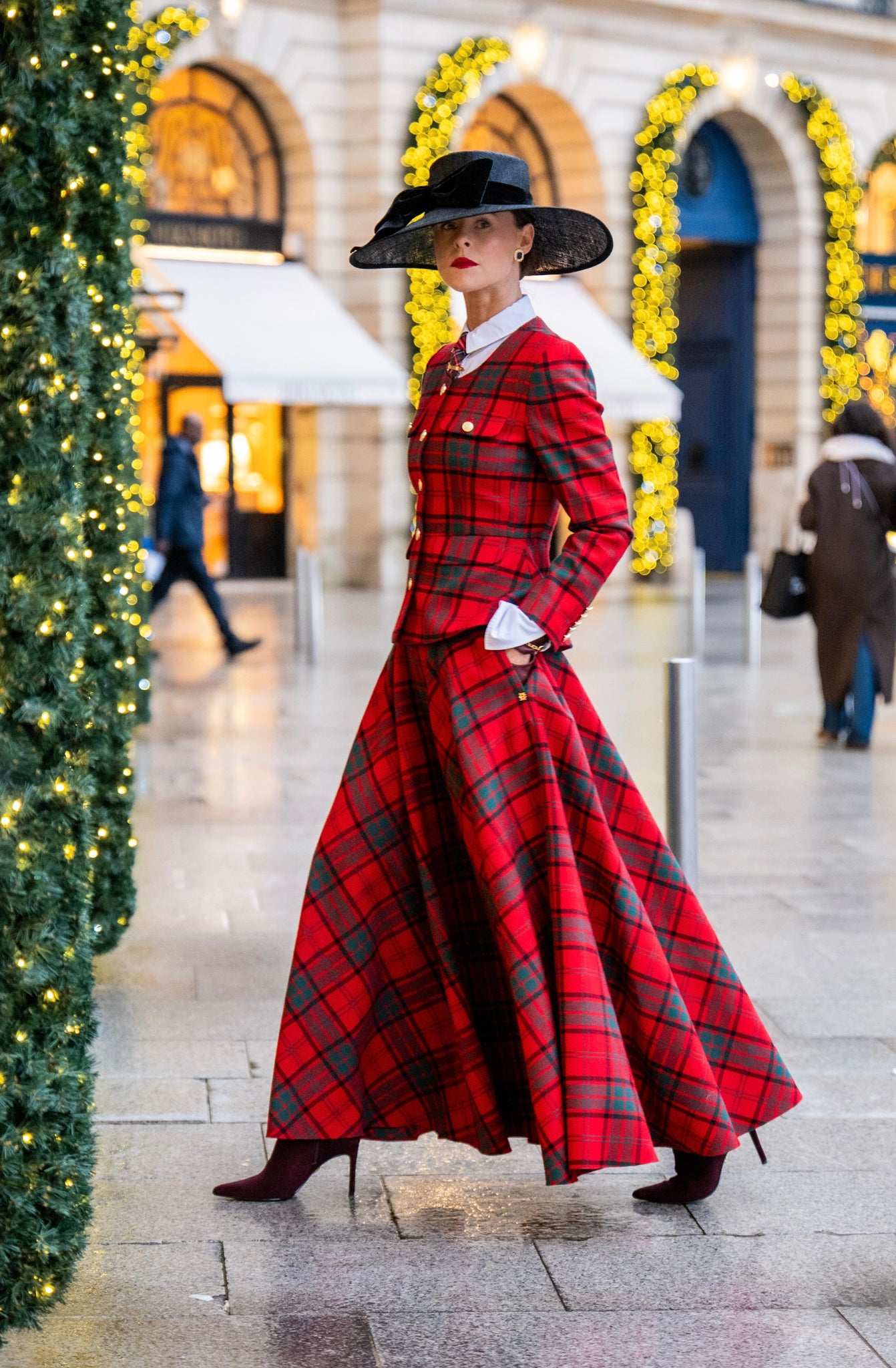 360 Maxi Tweed Circle Skirt (Red Tartan)