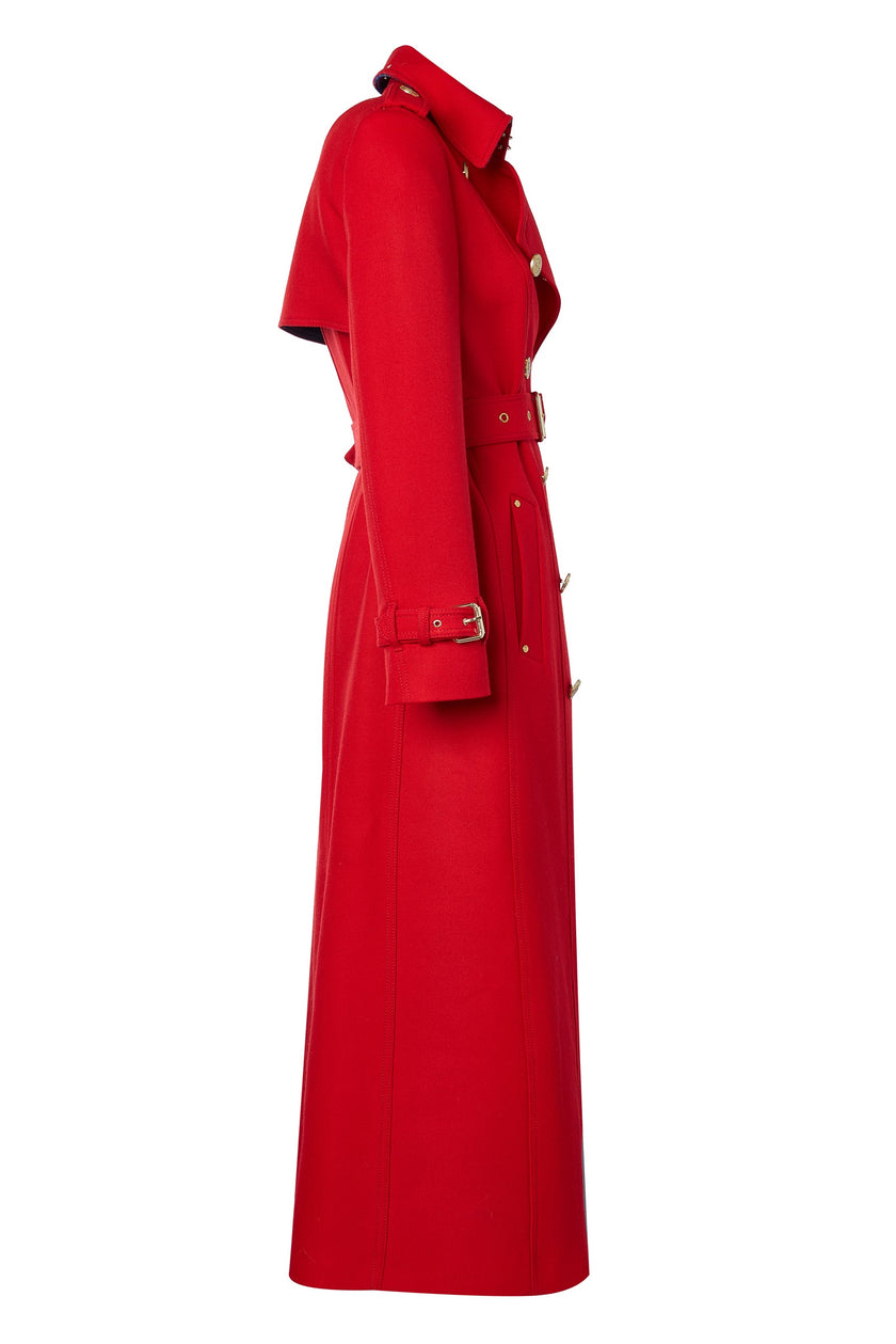 Full Length Marlborough Trench Coat (Red Barathea)