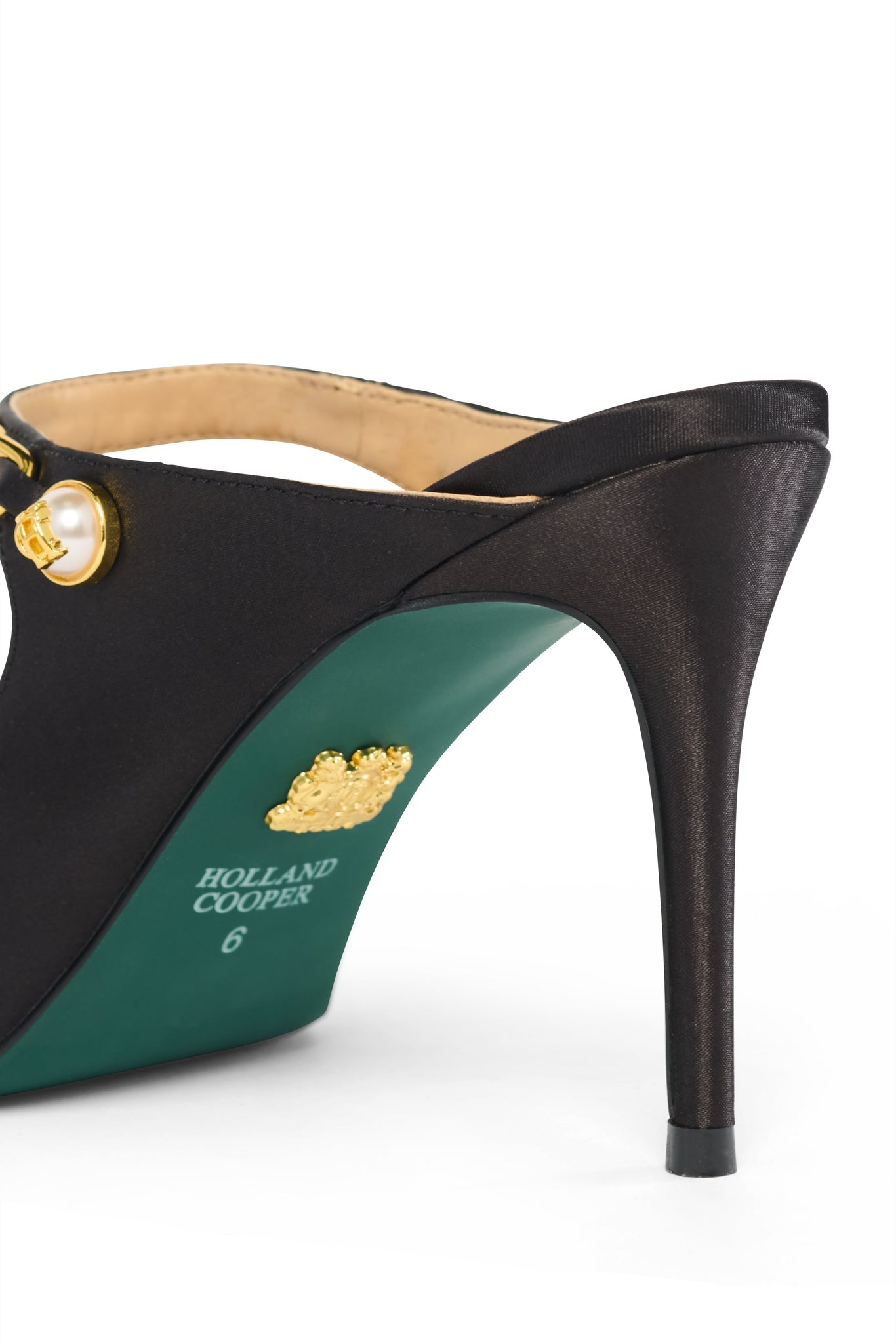 Regency Satin Pearl Stiletto (Black Satin)