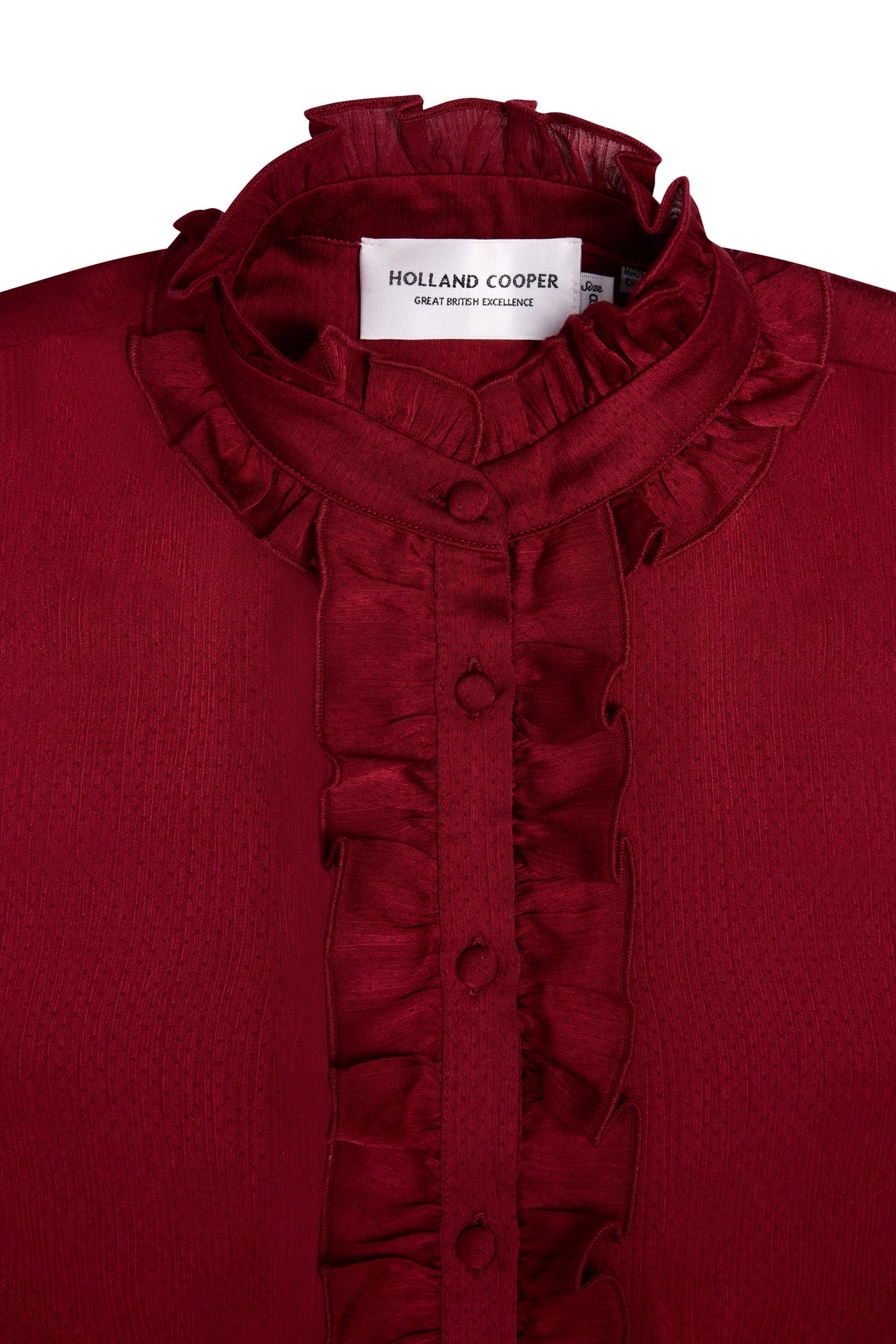 Ria Ruffle Shirt (Deep Raspberry)