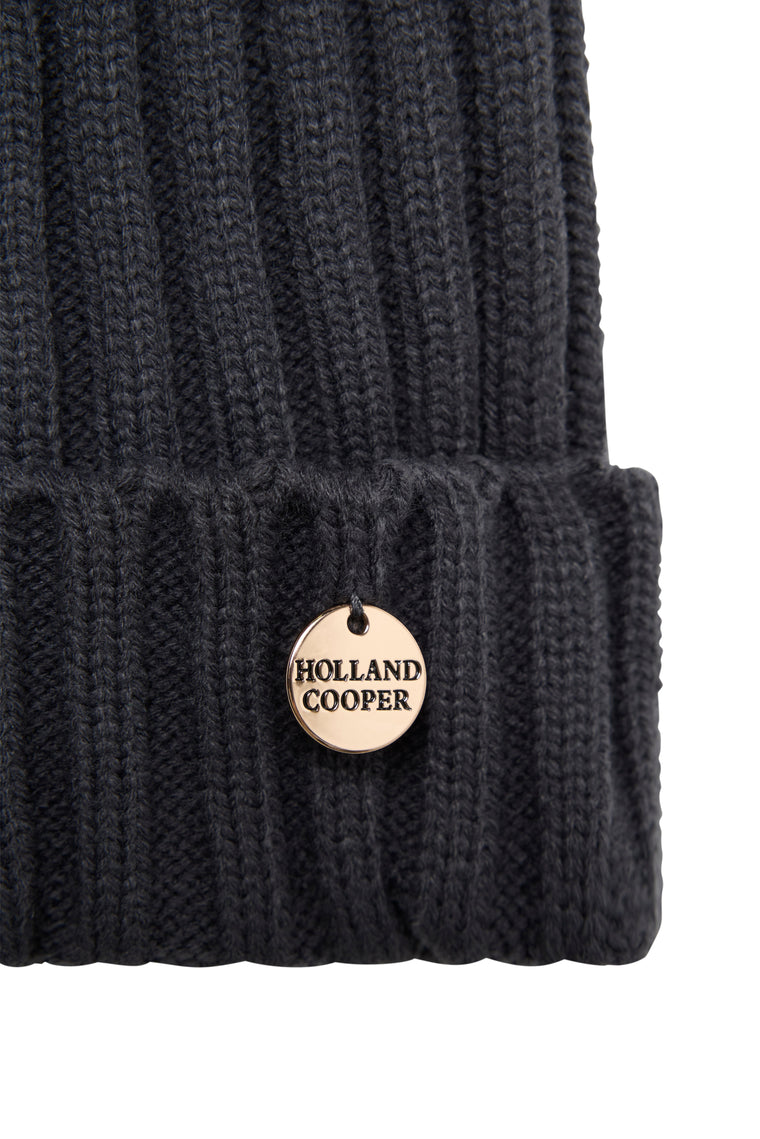 Rib Bobble Hat (Grey)