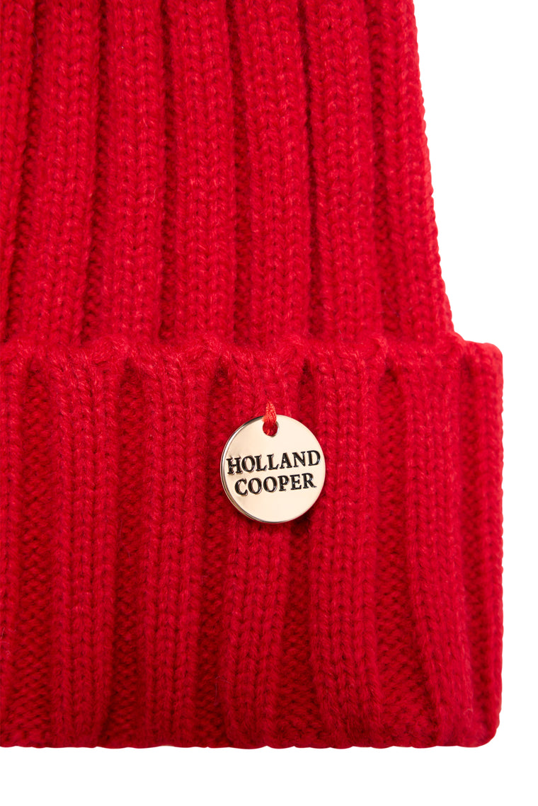 Rib Bobble Hat (Red)