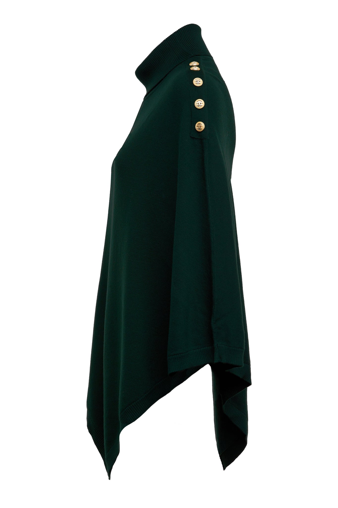 Roll Neck Cape (Deep Emerald)