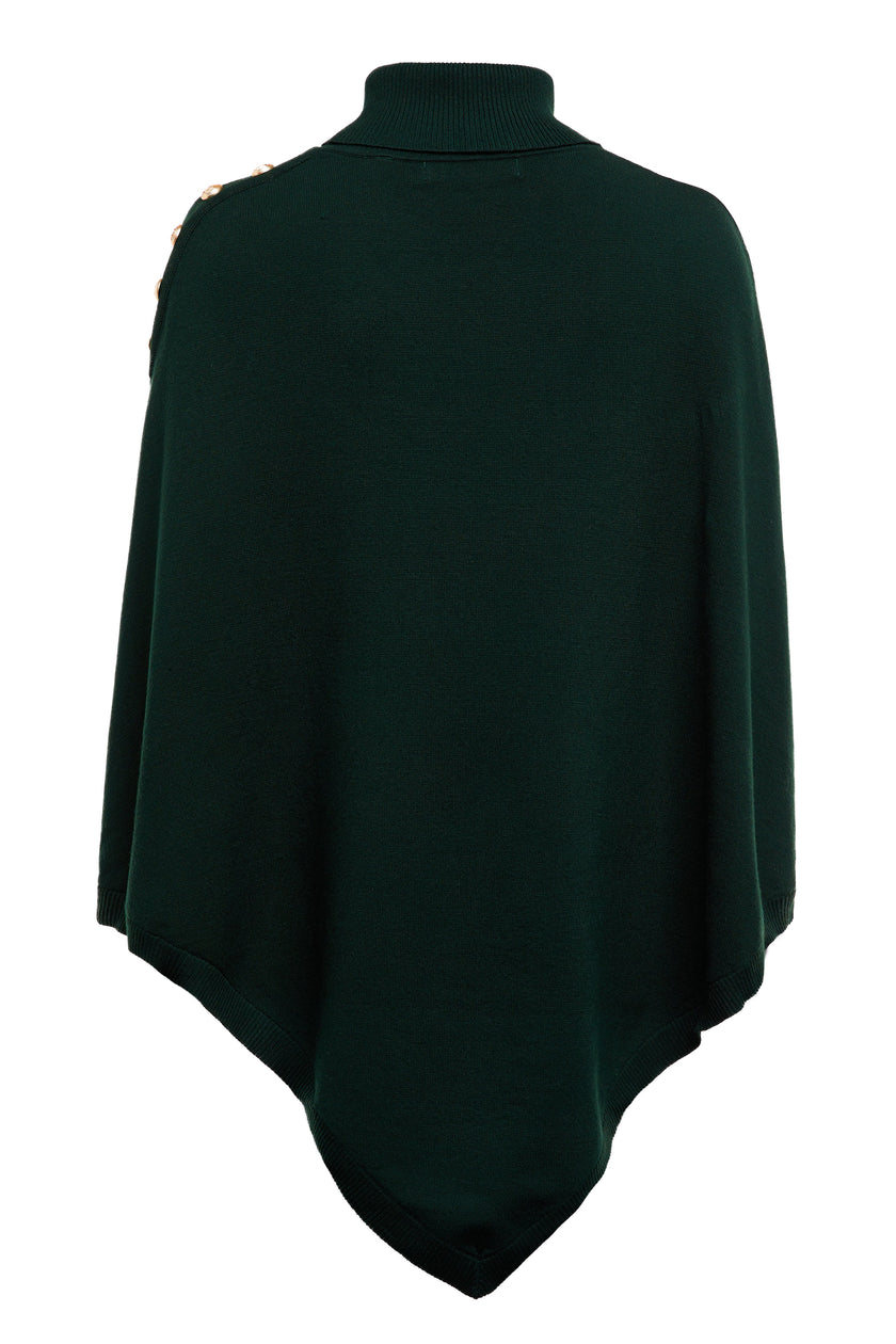 Roll Neck Cape (Deep Emerald)