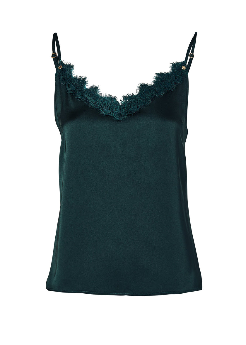 Satin Lace Cami (Emerald)