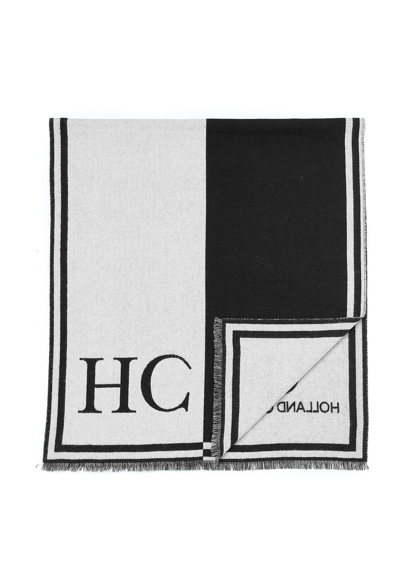 Regency Monogram Scarf (Black White)