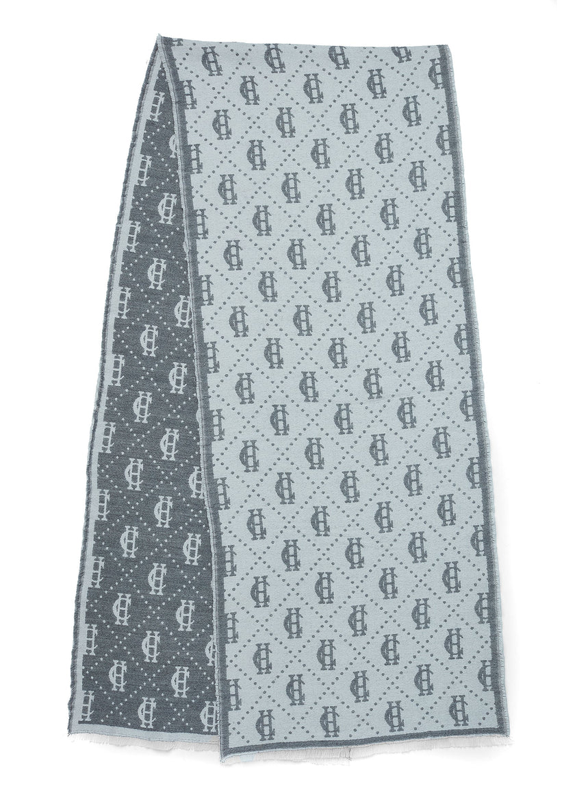 Lightweight Monogram Scarf (Grey Marl Cream)