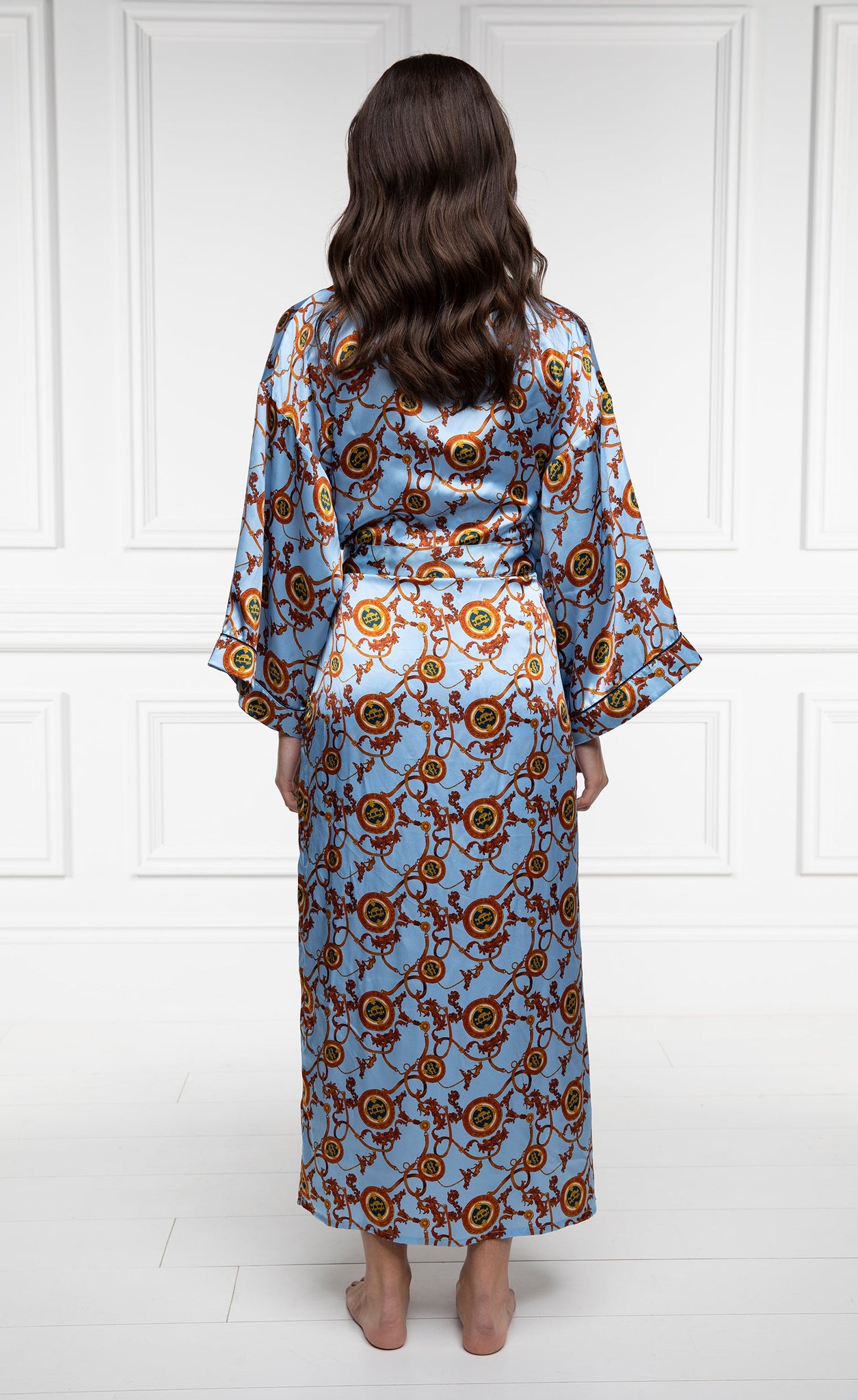 Silk Full Length Dressing Gown (Sky Blue)