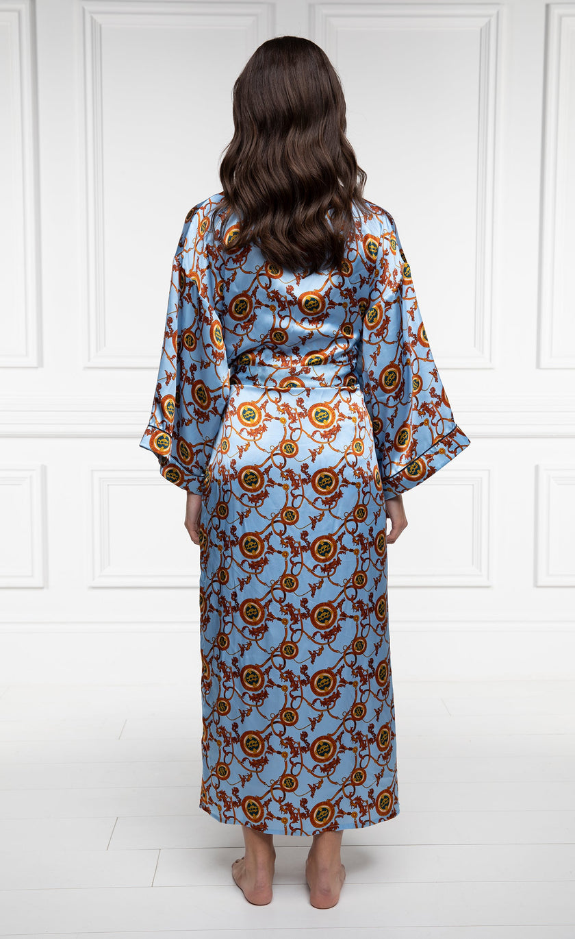 Silk Full Length Dressing Gown (Sky Blue)