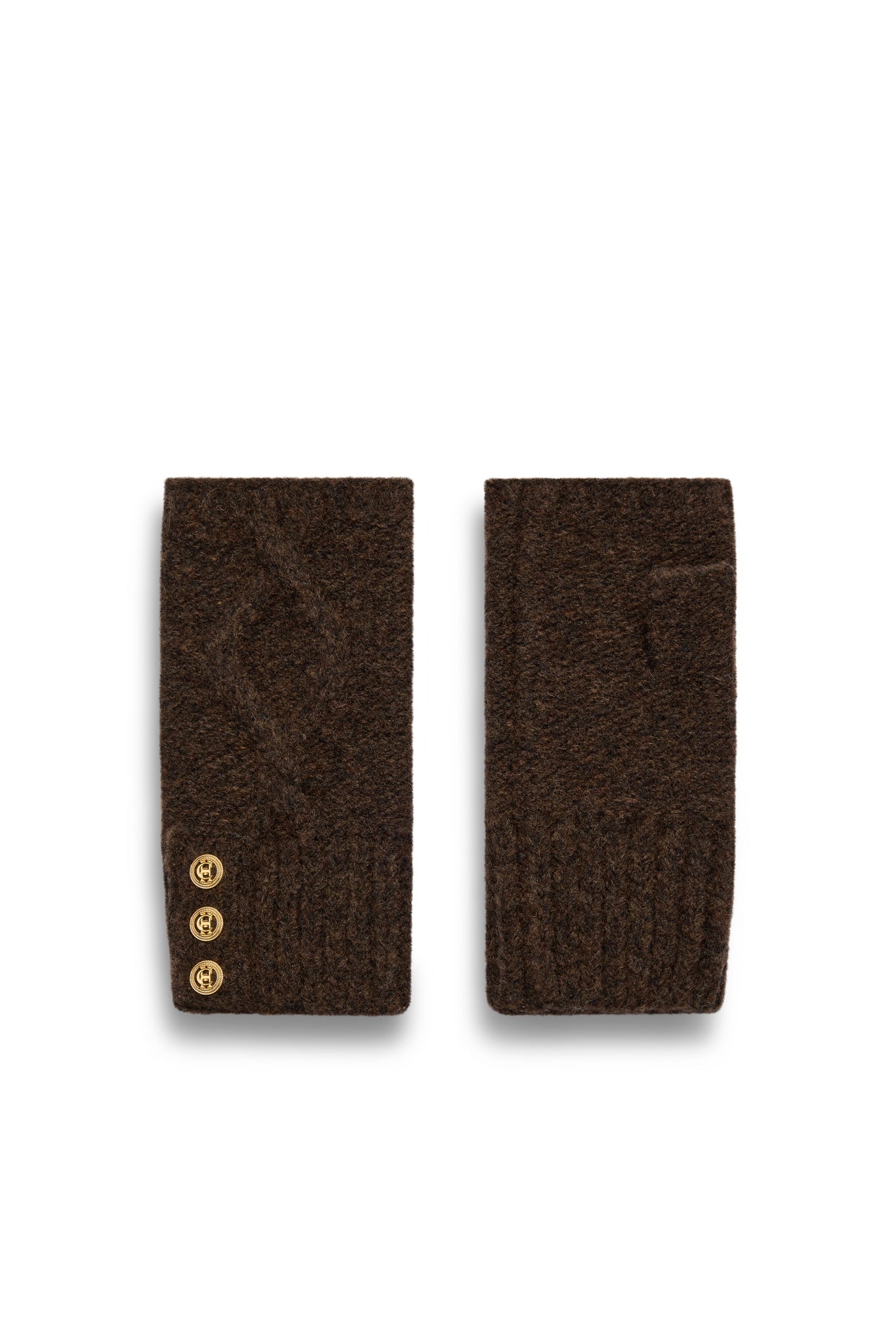 Sloane Cable Bobble Hat & Fingerless Glove Set (Chocolate)