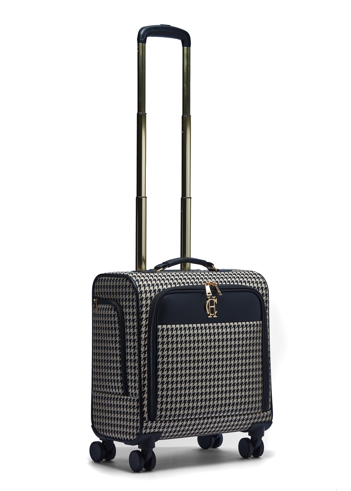 Knightsbridge Small Suitcase (Ecru Houndstooth)