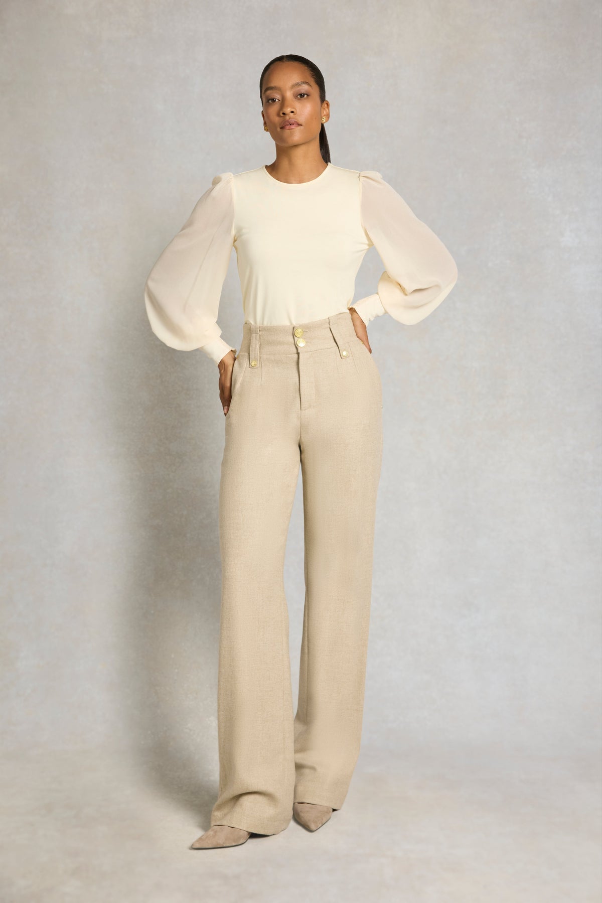 Supersoft Balloon Sleeve Top (Oyster)