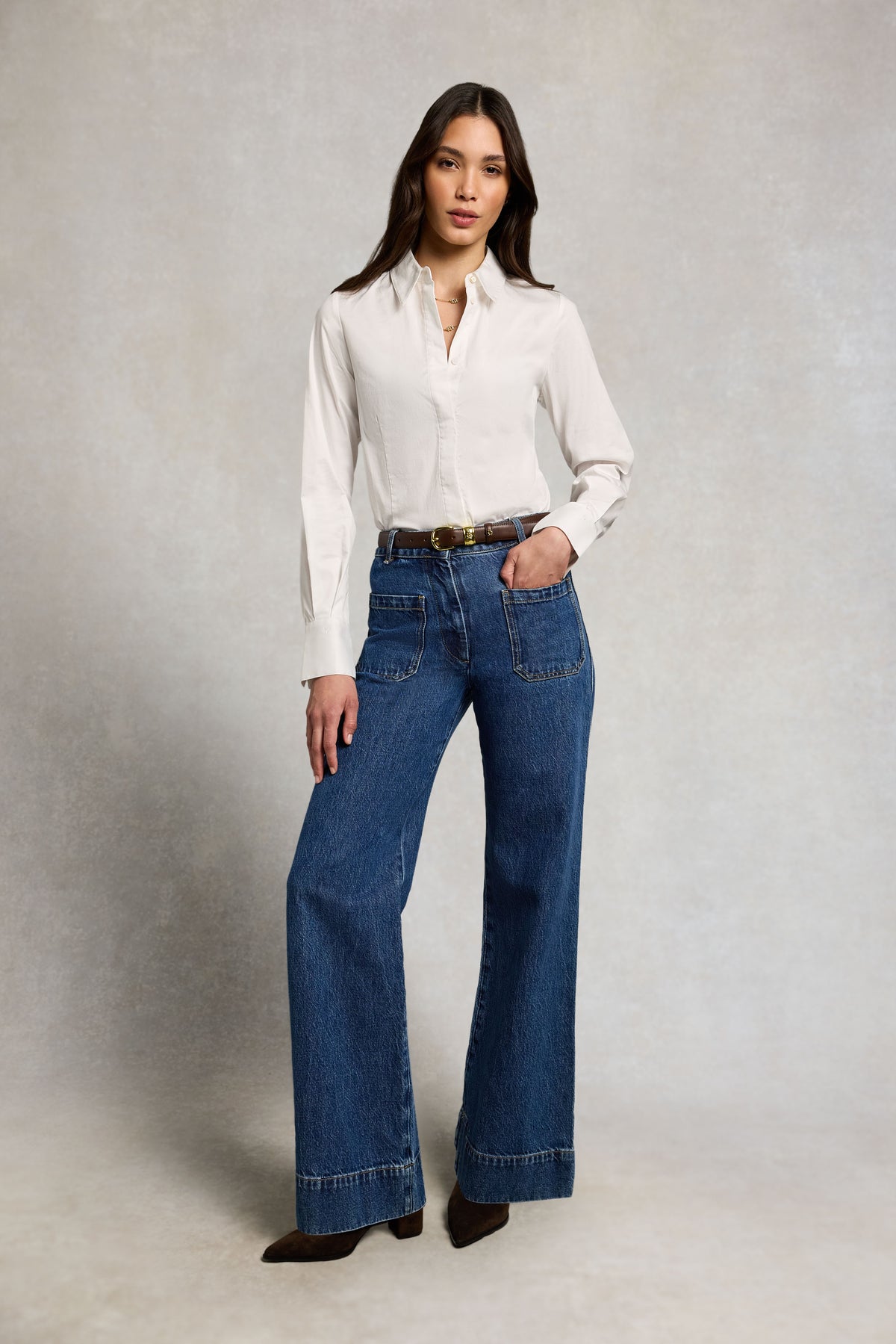 Tailored Flared Jean (Mid Denim)