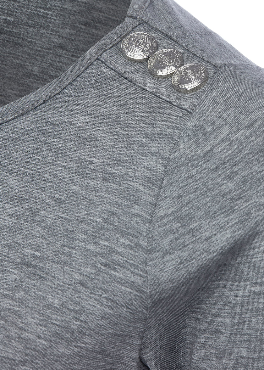 Long Sleeve Crew Neck Tee (Grey Marl)