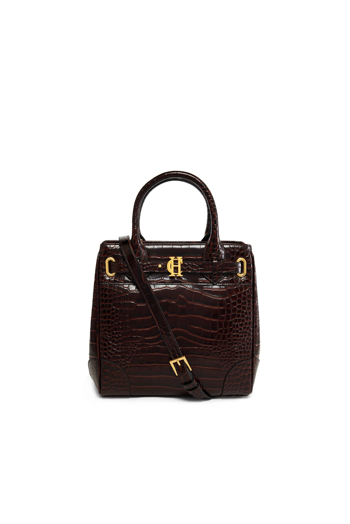 The Brompton Mini Tote (Rich Chocolate Croc)