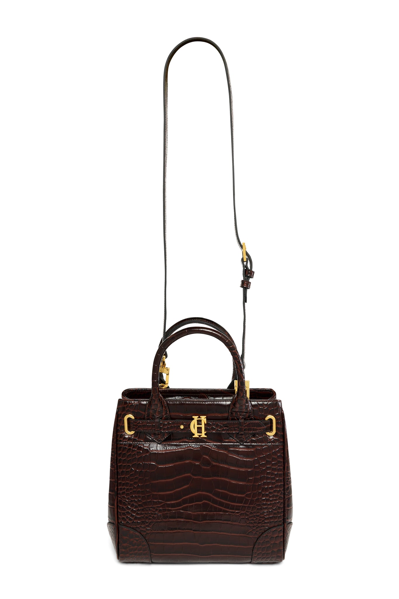 The Brompton Mini Tote (Rich Chocolate Croc)