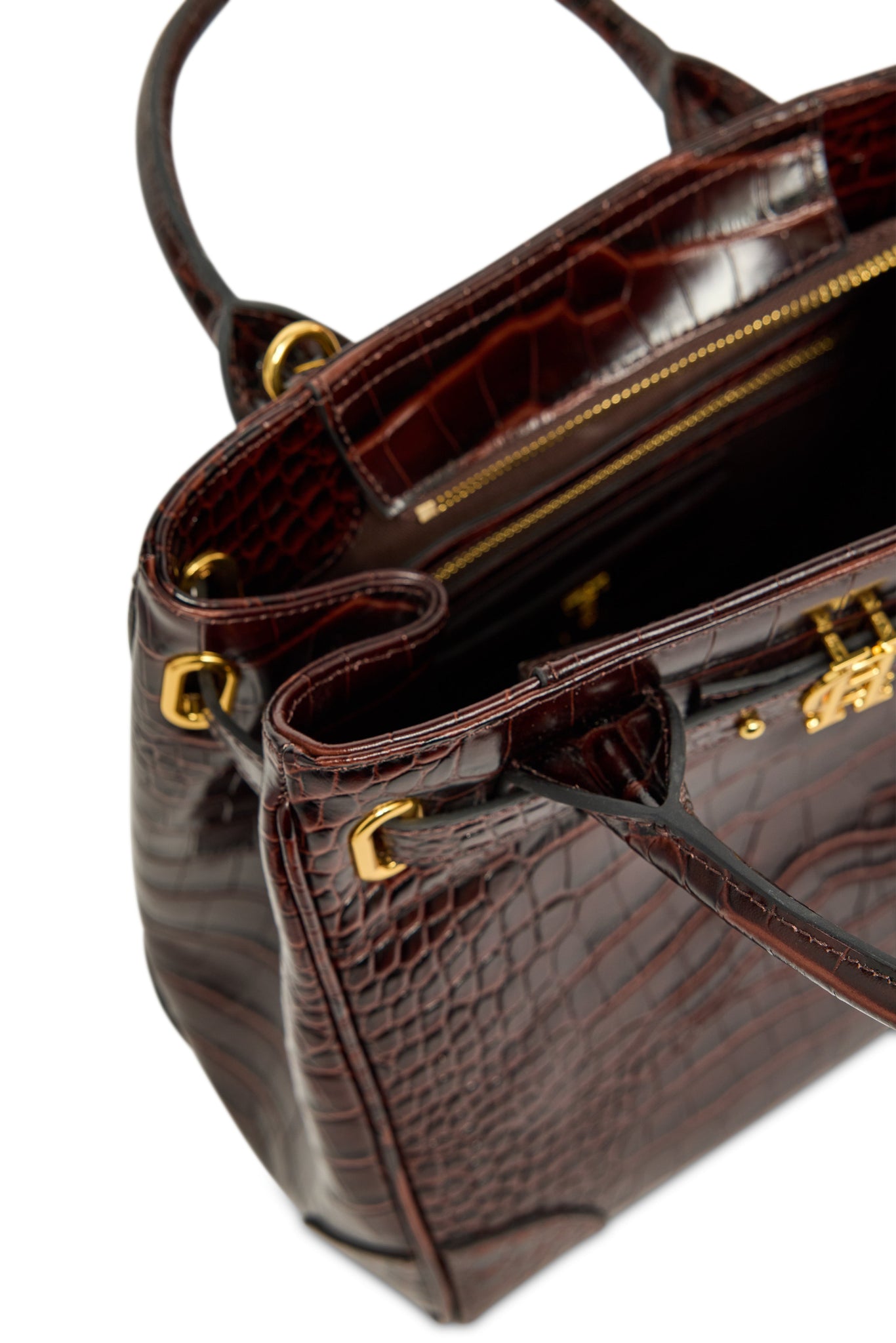The Brompton Mini Tote (Rich Chocolate Croc)