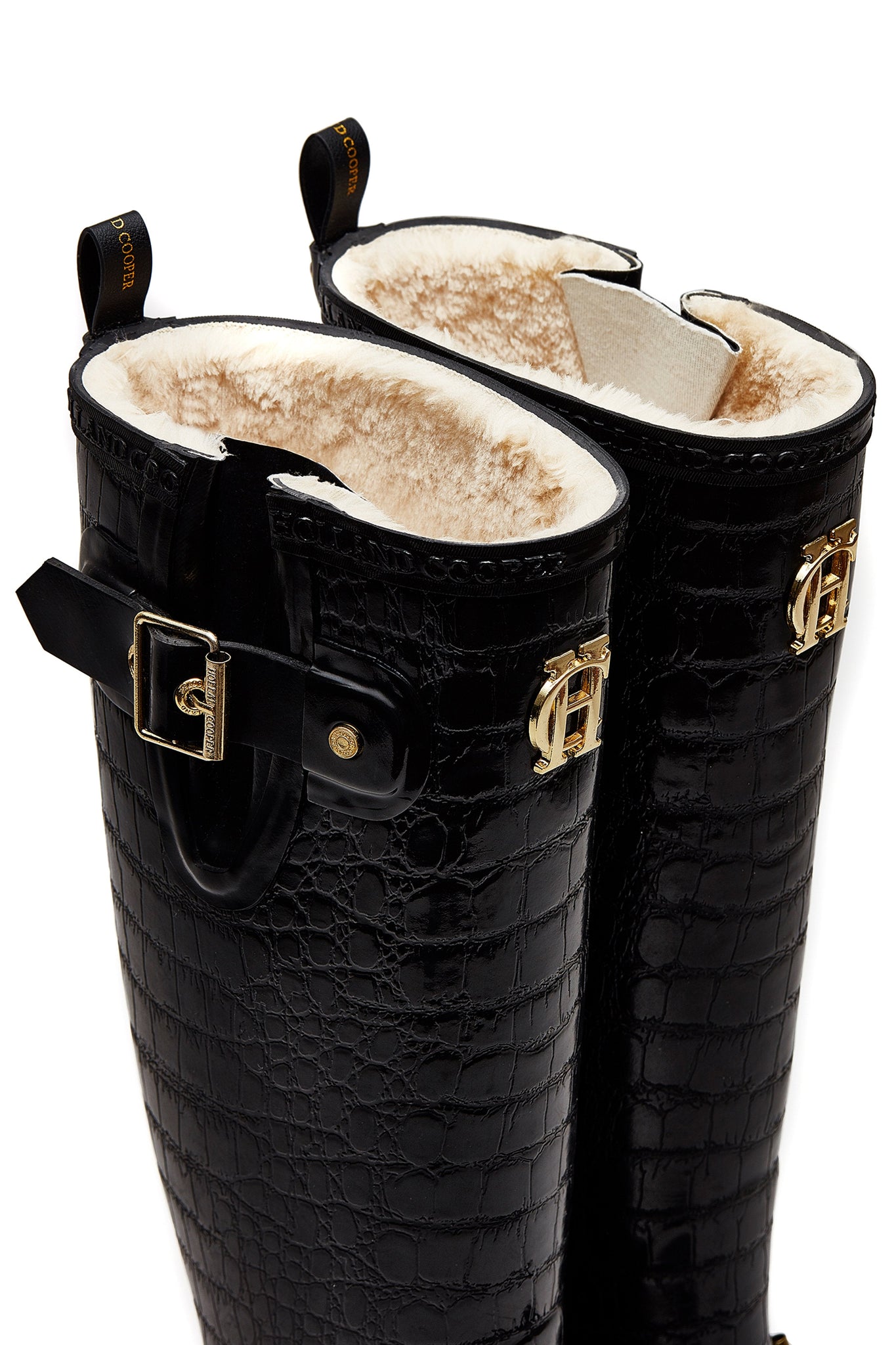 Sherpa Lined Regency Wellington (Black Croc)