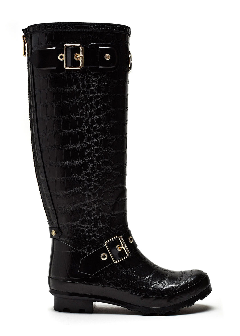 Zip Chelsea Wellington (Black Croc)