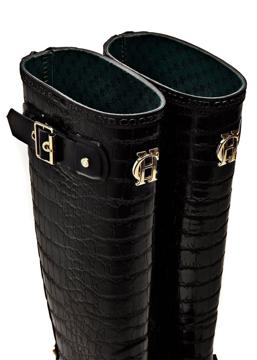 Zip Chelsea Wellington (Black Croc)