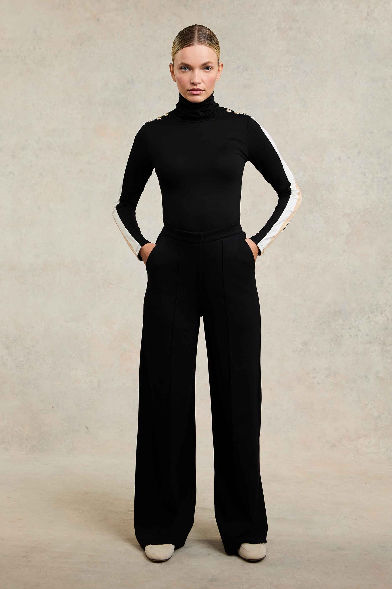 Wide Leg Pant (Black Black)