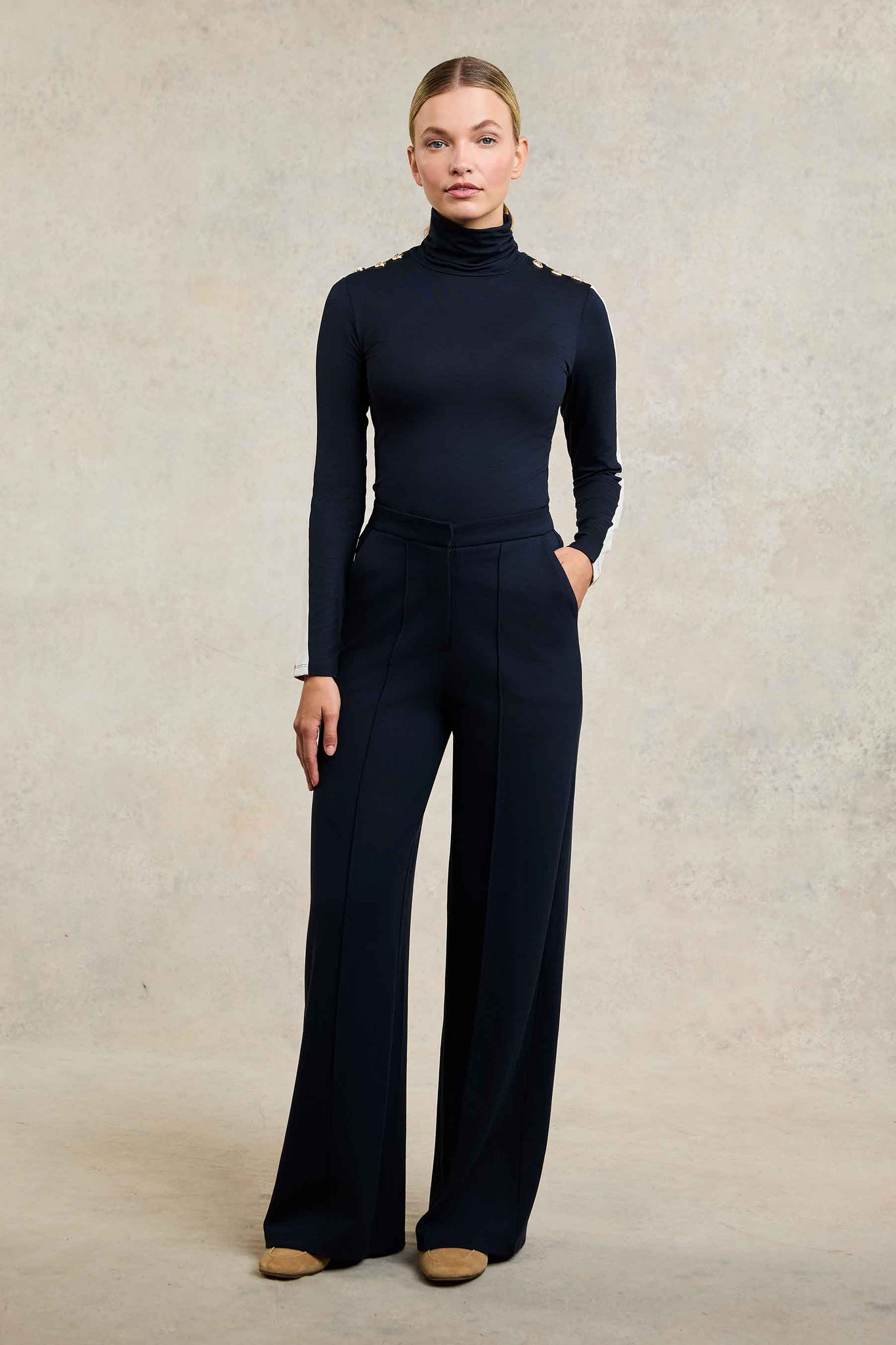 Wide Leg Pant (Navy Navy)