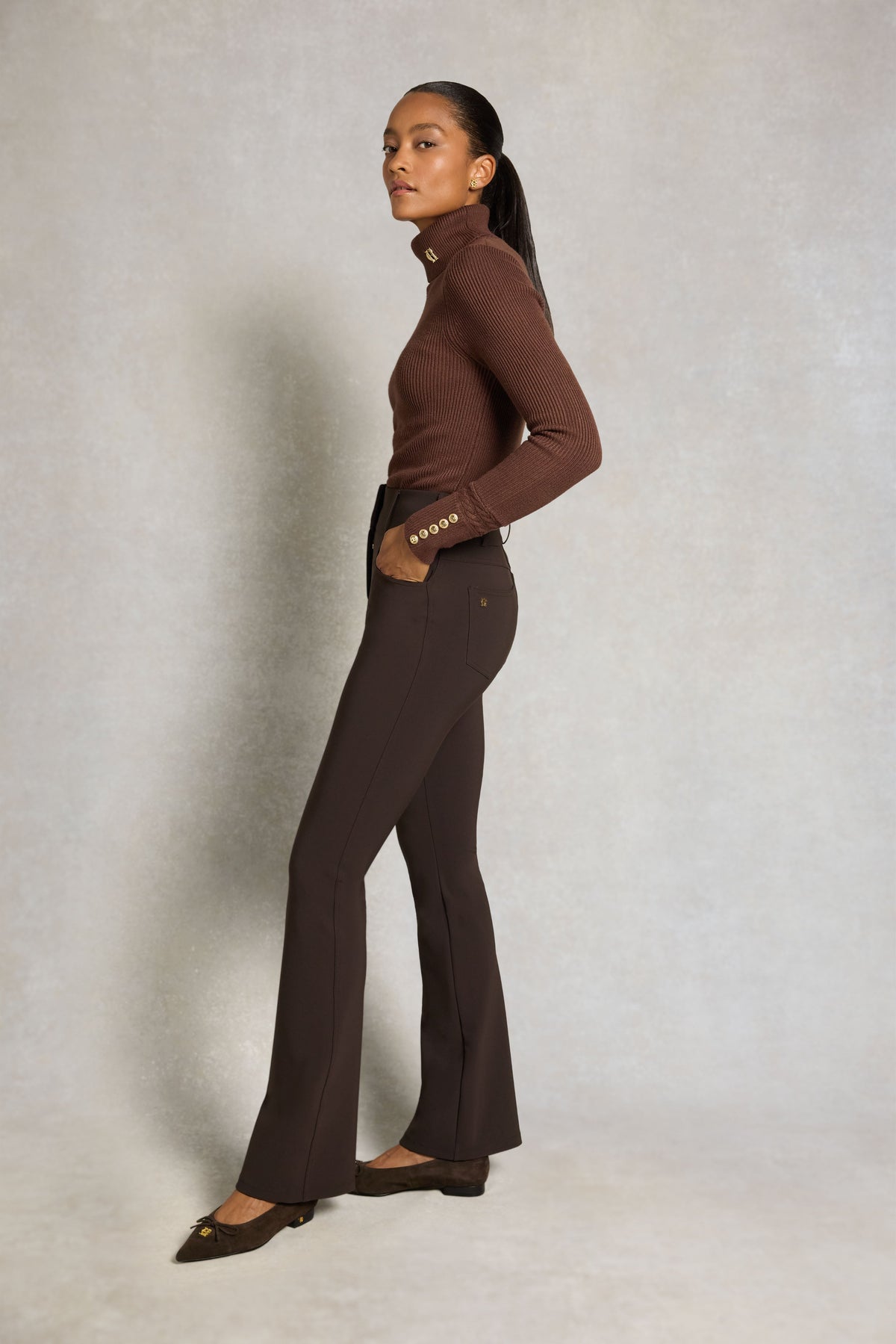 Windsor Contour Flare Trouser (Chocolate)