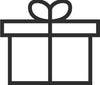 Black line drawing of a present with a bow