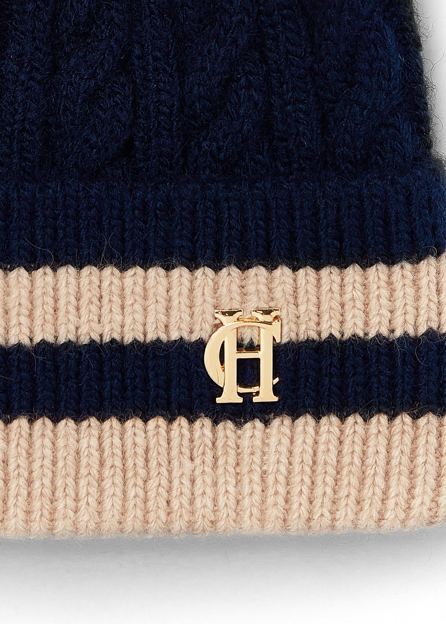 Zoe Bobble Hat (Ink Navy Stripe)