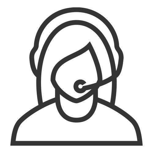 Black line image of woman on phone headset