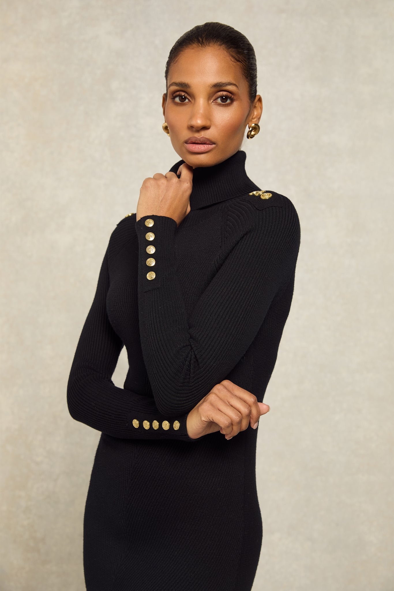 Roll Neck Jumper Dresses Midi Kensington Midi Jumper Dress (Black) Holland Cooper US Roll Neck Jumper Dresses Midi Kensington Midi Jumper Dress (Black) Holland Cooper US