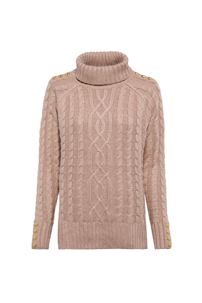 Ontario Roll Neck Knit (Light Camel Marl)